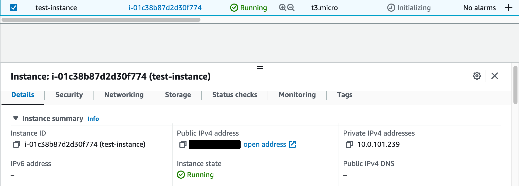 Created EC2 instance