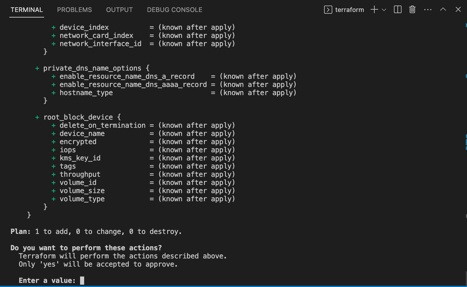 Terraform apply in command line